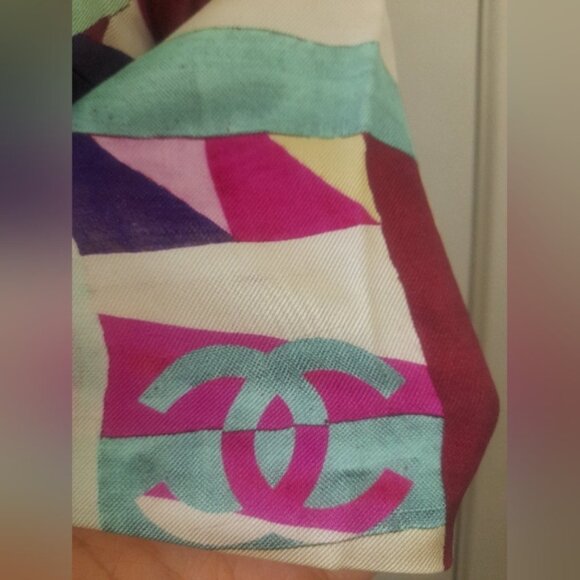 Chanel Multicolor Stripe Print Silk Twill Blouse FR 38 - Picture 7 of 13